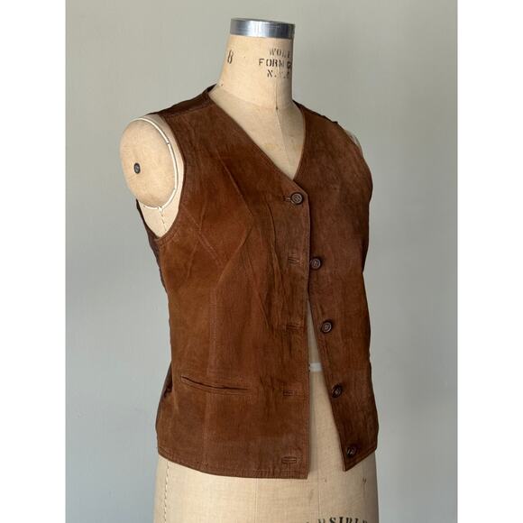 1980s Brown Suede Vest - Picture 2 of 4